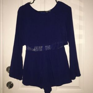 Royal blue long sleeve romper